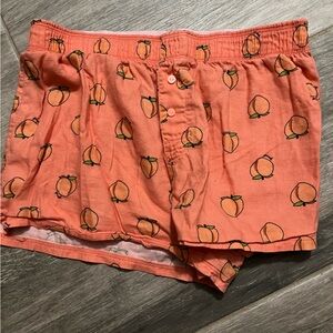 VS PINK orange sleep shorts with peach pattern, XS